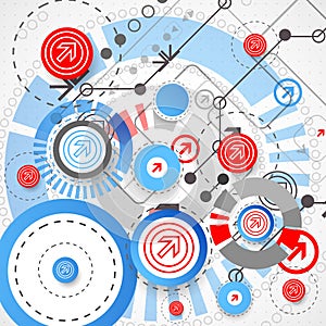 Abstract technological background with circles and arrows