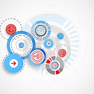 Abstract technological background with circles and arrows