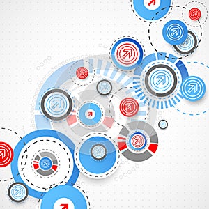 Abstract technological background with circles and arrows