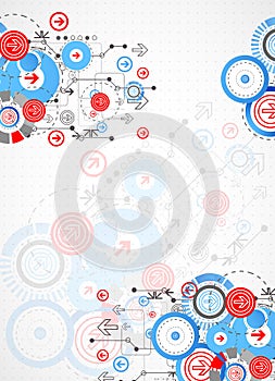 Abstract technological background with circles and arrows