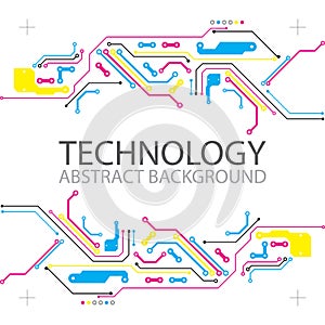 Abstract technological background with various elements. CMYK co