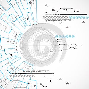 Abstract technological background with various elements