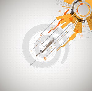 Abstract technological background with various technological elements. Structure pattern technology backdrop. Vector