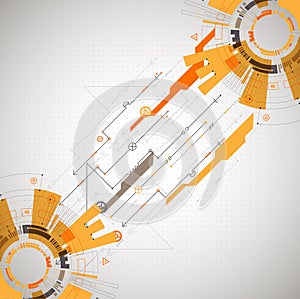 Abstract technological background with various technological elements. Structure pattern technology backdrop. Vector