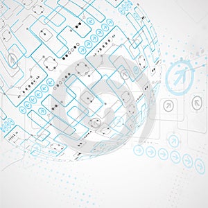 Abstract technological background with various technological elements