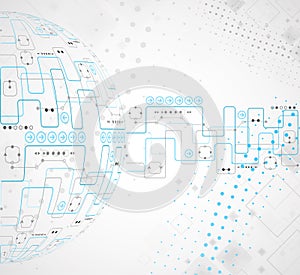 Abstract technological background with various technological elements