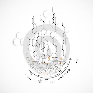 Abstract technological background with various technological elements