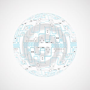 Abstract technological background with various technological elements