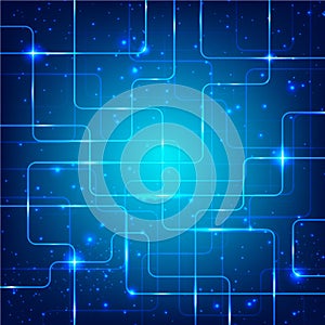 Abstract technological circuitry network design with glowing interconnected lines.