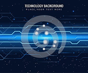 Abstract technological dark blue background with elements of the microchip. Circuit board background texture. Vector illustration