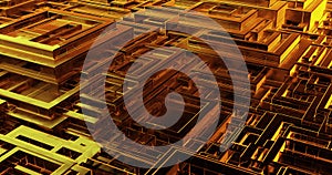 Abstract technological gold background. 3d rendering
