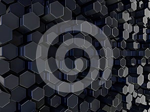 Abstract technological hexagonal background. 3D render