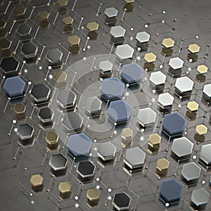 Abstract technological hexagonal background. 3d