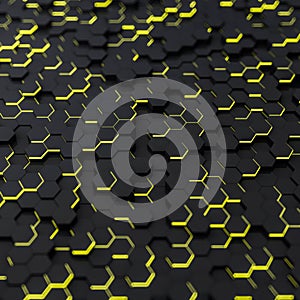 Abstract technological hexagonal background. 3D render