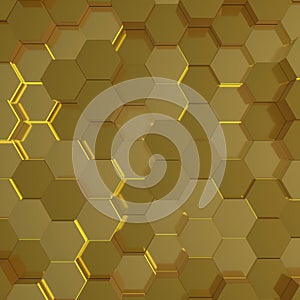 Abstract technological hexagonal background. 3D render