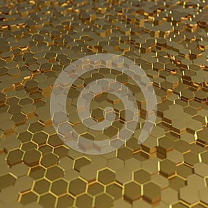 Abstract technological hexagonal background. 3D render