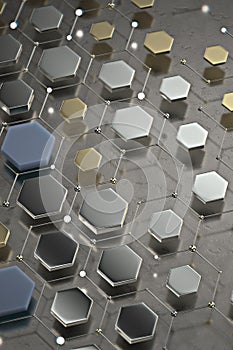 Abstract technological hexagonal background. 3d