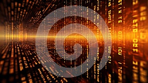 An abstract technological perspective on the background of binary code. Digital binary data created with Generative AI