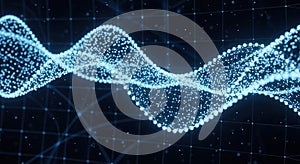 Abstract technological visualization of a digital data stream or sound wave