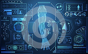 Abstracto brazo inteligencia máquina en hombre tratamiento acerca de médico ciencia 