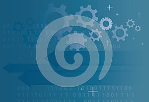 Abstract technology arrow icon and computer code programming coding hacker concept background