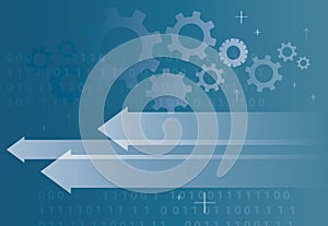Abstract technology arrow icon and computer code programming coding hacker concept background