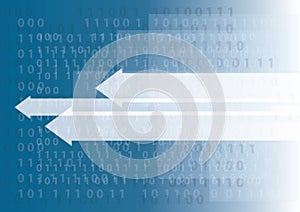 Abstract technology arrow icon and computer code programming coding hacker concept background