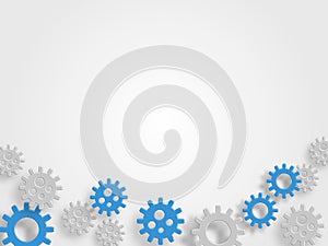 Abstract technology background. 3d gears in grey art board for technology concept and engineering. Vector illustration