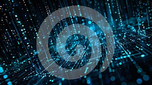 Abstract technology background and big data concept.Digital data flow, computer server visualization