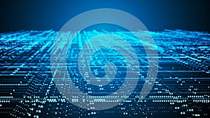 Abstract technology background. Big data digital code. Futuristic matrix particles. 3d