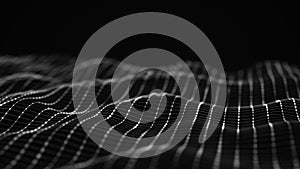 Abstract technology background. Big data visualization. Digital dynamic wave on dark background. 3D rendering