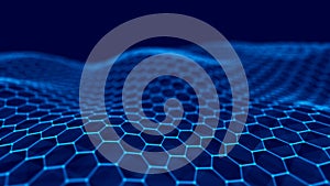 Abstract technology background. Big data visualization. Futuristic hexagon background. 3D rendering