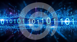 Abstract technology background with binary code for concept of big data, matrix, hacking, or computer science