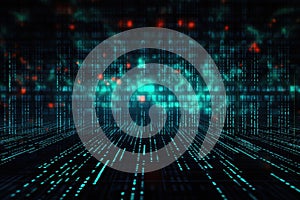 Abstract technology background with binary code. 3d rendering toned image, AI Generated