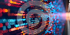 Abstract technology background with binary code, 3d rendering toned image - Ai Generated