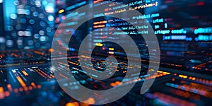 Abstract technology background with binary code, 3d rendering toned image - Ai Generated