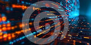 Abstract technology background with binary code, 3d rendering toned image - Ai Generated