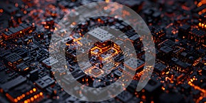 Abstract technology background with binary code, 3d rendering toned image - Ai Generated