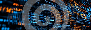 Abstract Technology Background. Binary Code. Programming, Coding, Hacking Concept. 3D Rendering
