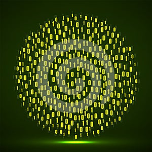 Abstract technology background with binary computer code in circle shape