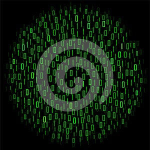 Abstract technology background with binary computer code in circle shape