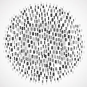 Abstract technology background with binary computer code in circle shape