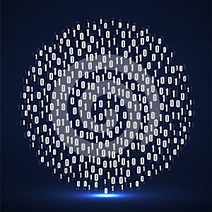 Abstract technology background with binary computer code in circle shape