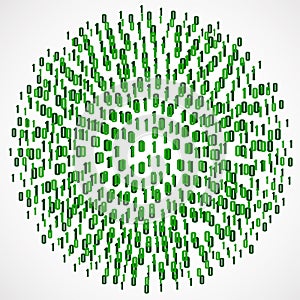 Abstract technology background with binary computer code in circle shape