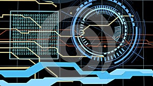 Abstract technology background with circles and binary code