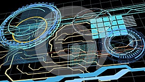 Abstract technology background with circles and binary code