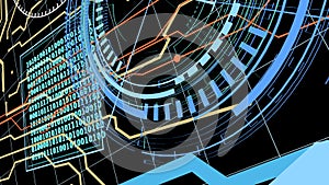Abstract technology background with circles and binary code