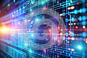 Abstract Technology Background with Coding and Binary Data