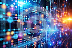 Abstract Technology Background with Coding and Binary Data