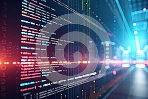 Abstract Technology Background with Coding and Binary Data